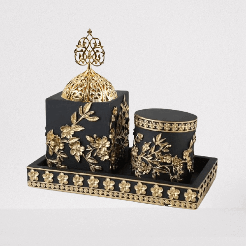 FLoral bahkoor incense burner black