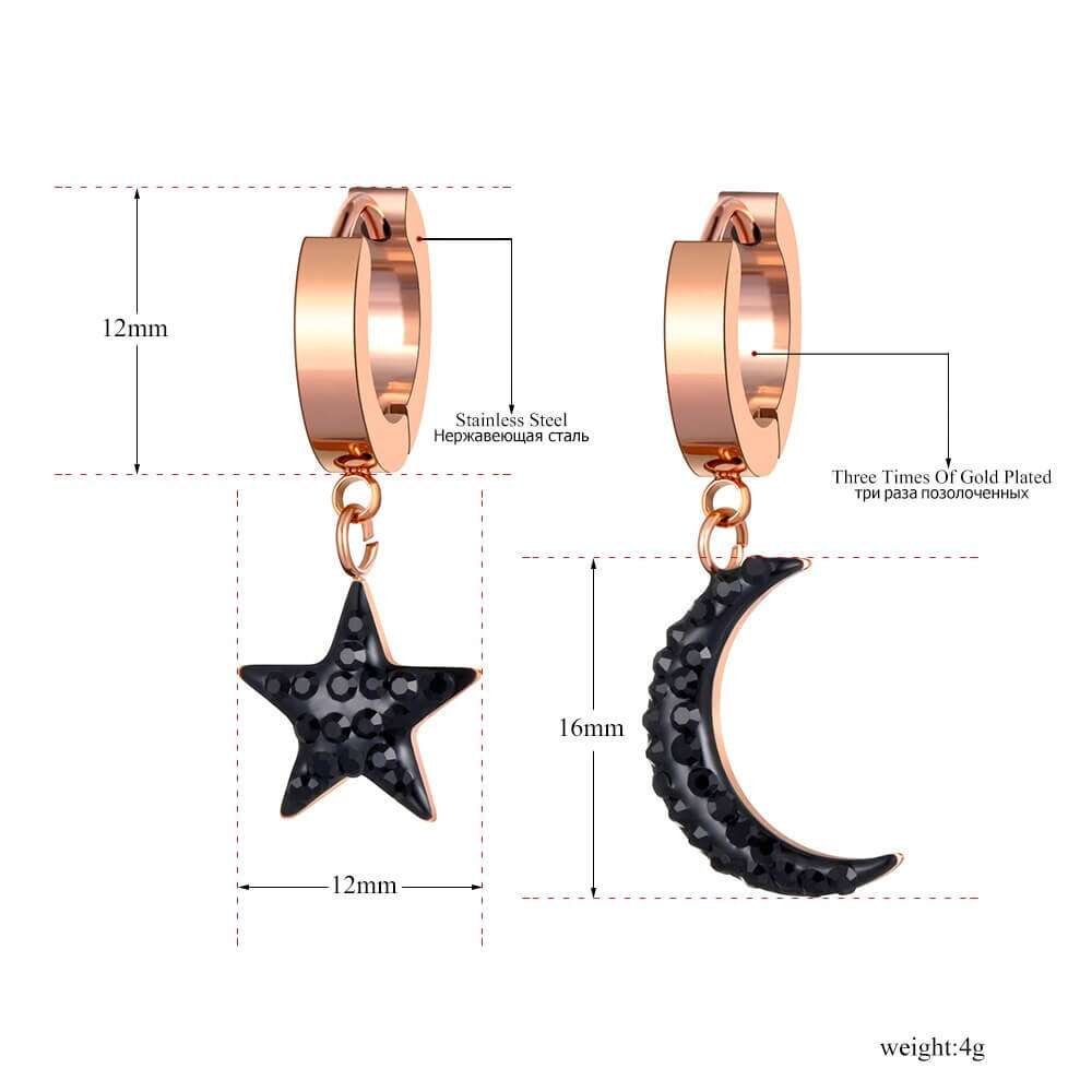 moon star jewelry earring mother gift for her 