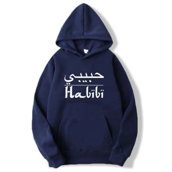 Arabic hoodie men blue
