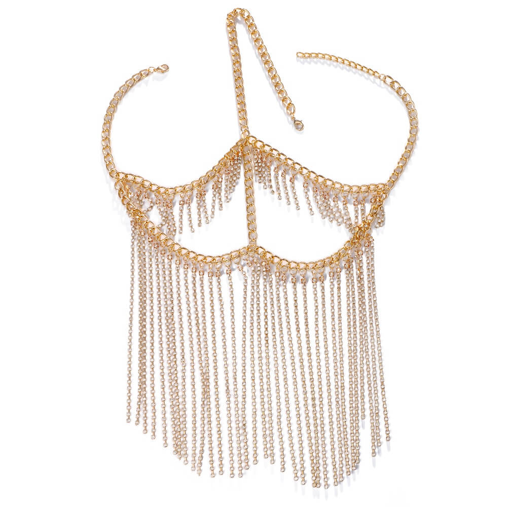 Rhinestone mask with tassel fringe muslim bride