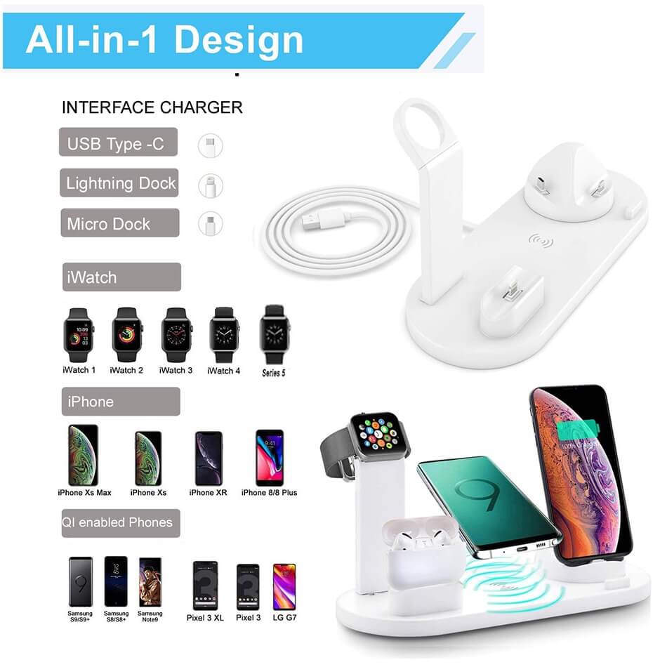 wireless charger dock iphone samsung gift for him her