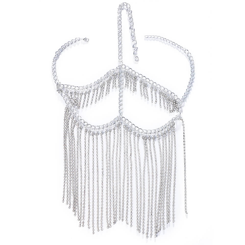 Rhinestone mask with tassel fringe muslim bride