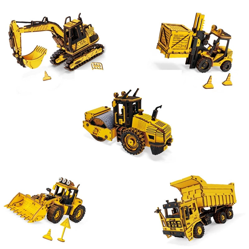 Maquette 3D de véhicule de chantier en bois