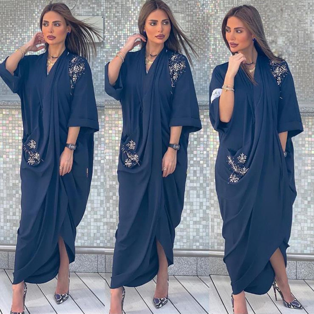 Blue Kaftan Kimono Abaya Muslim dress