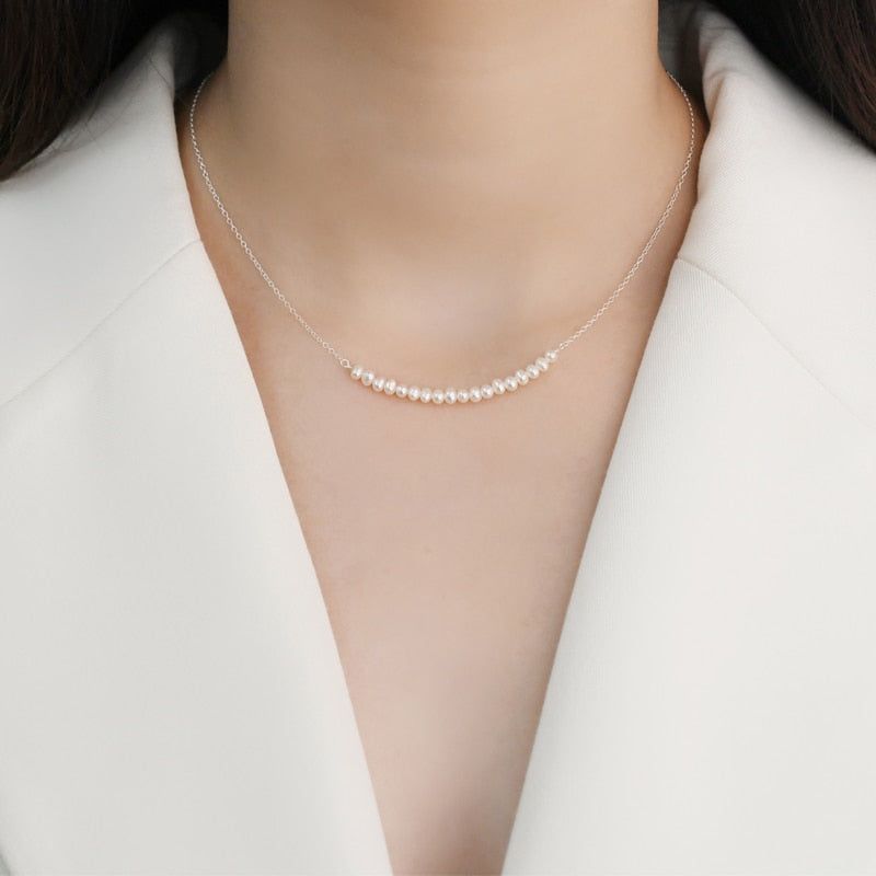 Romantic Freshwater Pearl  925 Sterling Silver necklace