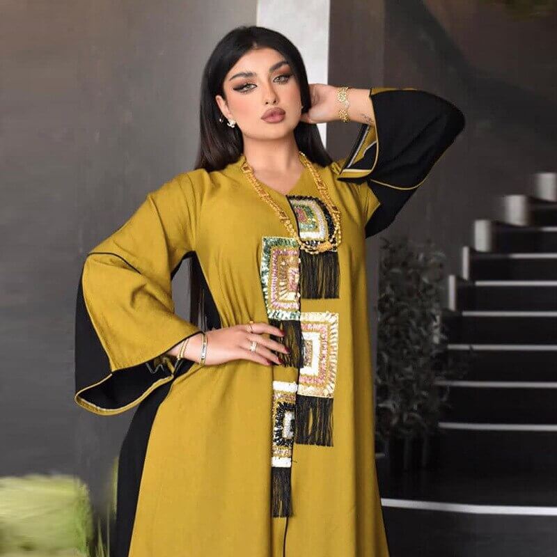 Patchwork Abaya Jalabiya Dress – Ritaj Gifts