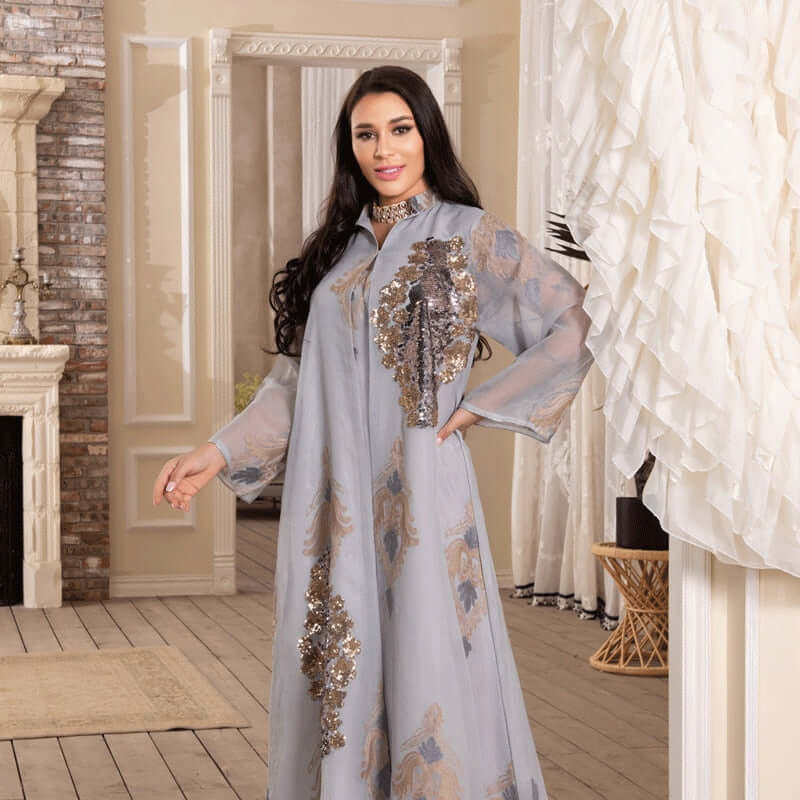 Chic Embroidered Arabic Dress Jalabiya