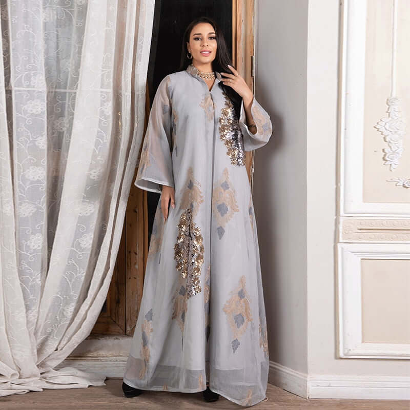 Chic Embroidered Arabic Dress Jalabiya