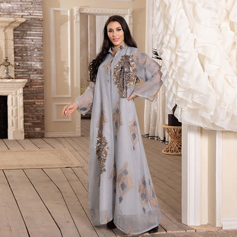 Chic Embroidered Arabic Dress Jalabiya