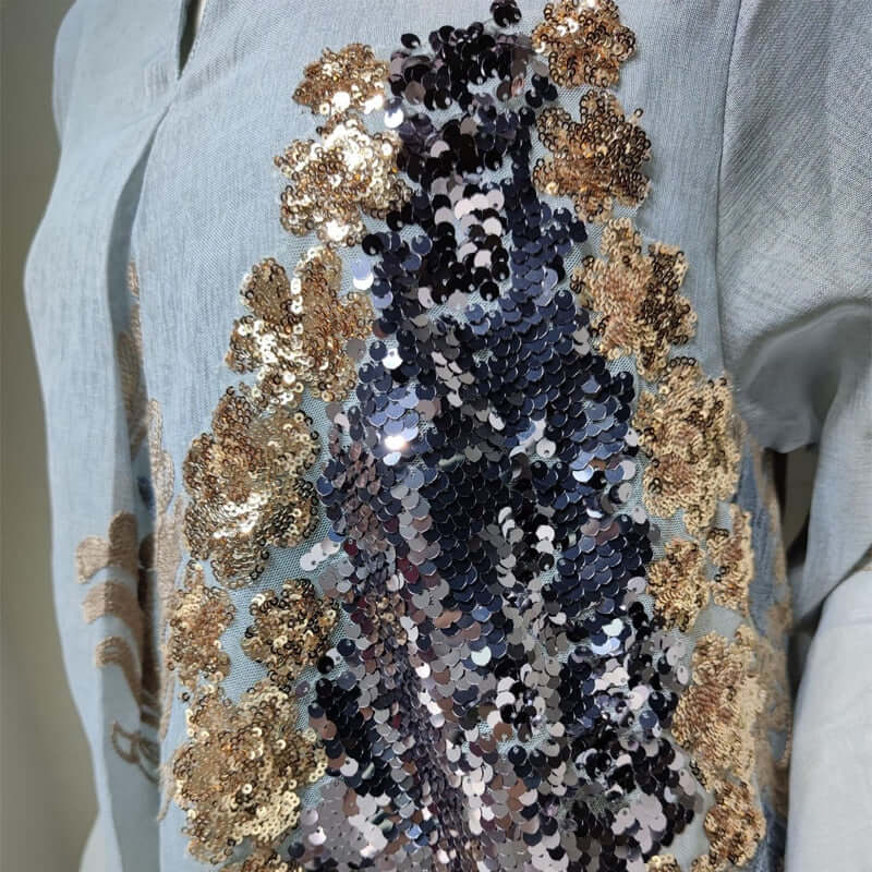 Chic Embroidered Arabic Dress Jalabiya